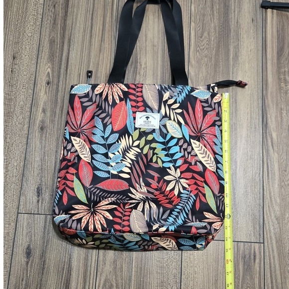 ESVAN Tote Bag Tropical Leaf Print Multicolor Zippered Shoulder Bag - Picture 4 of 9